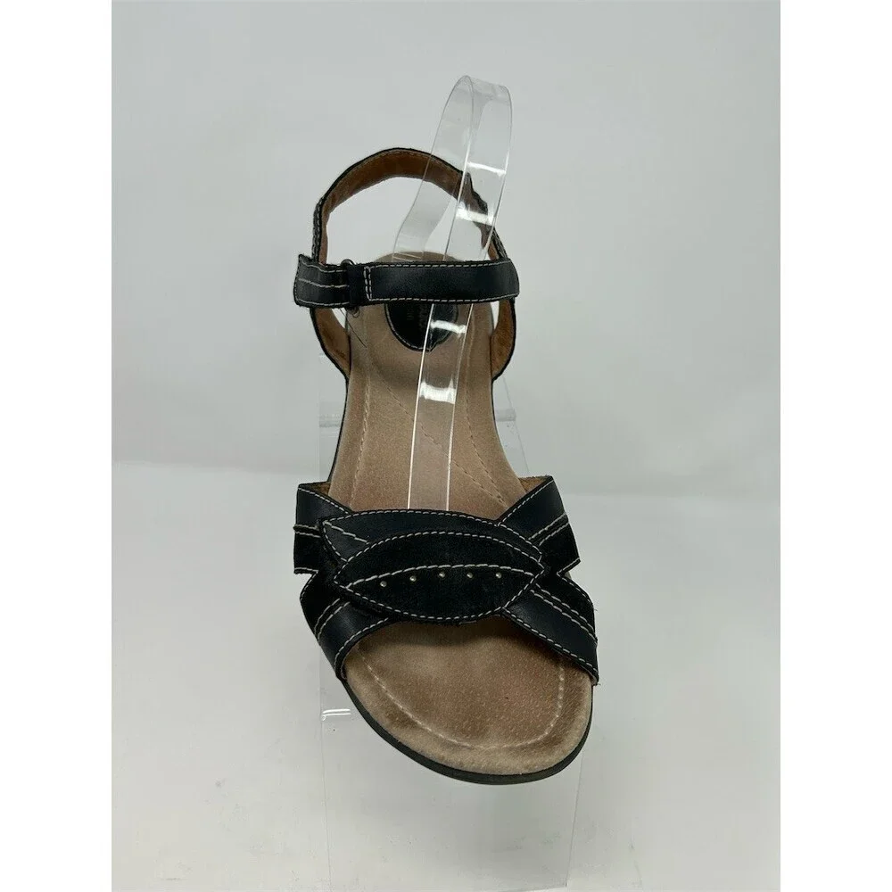 Clarks Artisan Black Leather Slingback Comfort Sandals Size 12 Summer Casual